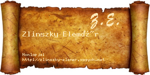 Zlinszky Elemér névjegykártya